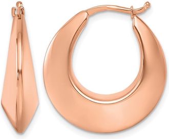 Diamond2Deal 14K Gold Polished Knife Edge Graduated Round Hoop Earrings