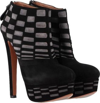 Alaia Ala&iuml;a Womens Suede Laser Cut Platform Bootie (Authentic Pre-Loved)