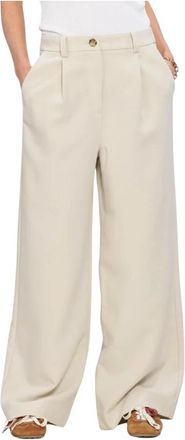 Modstr&ouml;m Galemd Wide Pants - Dames - Wijde Broeken - Beige - S - Polyester - Broeken