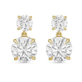 Diana M. Jewels 14KT YG 20.00 Ct TW of Lab grown round diamonds drop earrings
