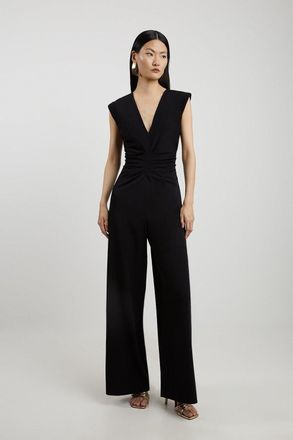 Karen Millen Tailored Ruched Waist Detail Wide Leg Jumpsuit
