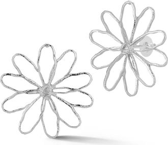 Sphera Milano Hammered Flower Stud Earrings in Silver at Nordstrom Rack