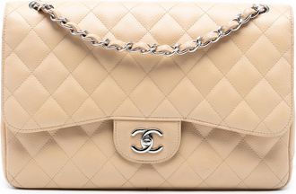 Chanel Pre-owned Womens Jumbo Classic Caviar Double Flap - Peach Leather - One Size