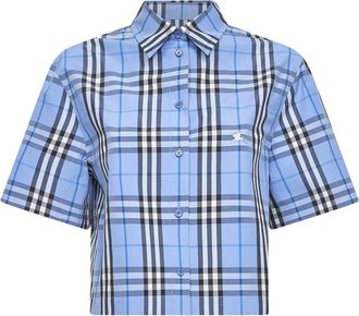 Burberry Shirts - Dames - Overhemden - Blauw - 2XS - Katoen - Overhemden