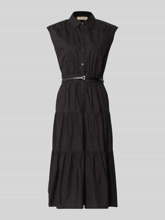 Michael Kors Hemdblusenkleid mit G&uuml;rtel und Knopfleiste in BLACK, Gr&ouml;&szlig;e XL