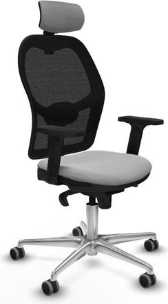 Piqueras y Crespo Jorquera Sincro Malla Negra Similpiel Gris Claro Brazos 2d Base Aluminio Cabecero 2d Ruedas 65mm Engomada