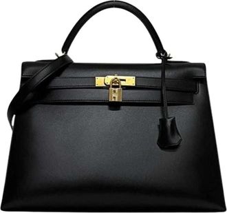 Herm&egrave;s Pre-owned Kelly Schoudertas - Dames - Vintage Handtas - Zwart - ONE Size - Leer - Vintage