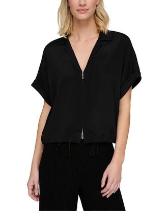 Lafayette 148 New York Silk-Blend Zip Front Blouse
