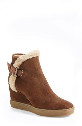 Aquatalia Cameron Weatherproof Wedge Bootie in Chestnut Suede at Nordstrom Rack, Size 7.5