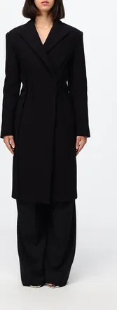 Elisabetta Franchi Cappotto lungo doppiopetto slim fit con chiusura a scomparsa