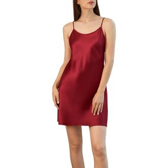LilySilk Short Silk Chemise in Claret at Nordstrom, Size Medium