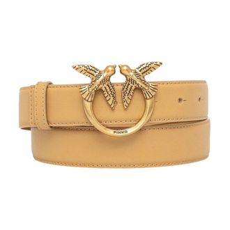 Pinko Pinko - Love Berry Riem - Dames - Accessoires - Beige - Maat: S Leer