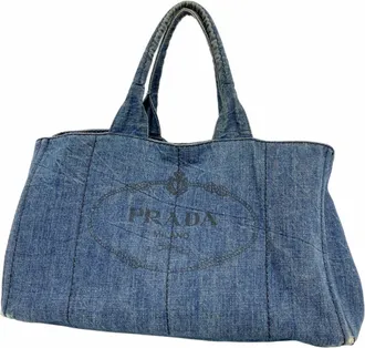 Prada Navy Canvas Tote Bag (Pre-Owned)