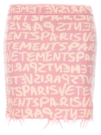 VETEMENTS Womens Graffiti Monogram Skirt