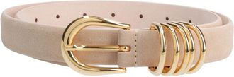D&eacute;hanche Beige Adjustable Gold Buckle Leather Belt