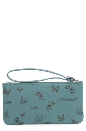 Longchamp Le Pliage Cuir Tattoo Wristlet in Turquoise at Nordstrom Rack