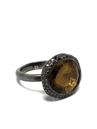 Rosa Maria Sterling zilveren ring met diamant en bierkwarts - Zwart