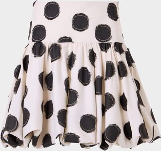 Akris Fringed Polka Dot Jacquard Mini Skirt