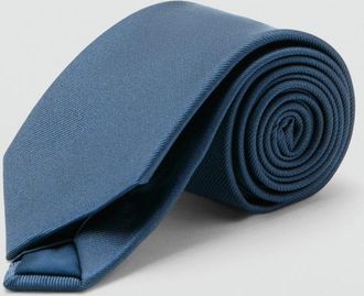 Mango Cravatta seta tinta unita celeste - Uomo - Taglia unica - MANGO MAN