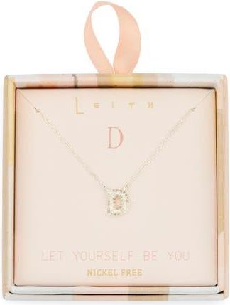 Leith Cubic Zirconia Initial Pendant Necklace in D- Clear- Silver at Nordstrom Rack