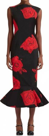 Marni Juno Print Poplin Midi Dress In Black