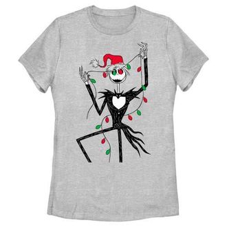 The Nightmare Before Christmas Womens The Nightmare Before Christmas Jack Christmas Lights Graphic T-Shirt in Athletic Heather at Nordstrom, Size X-Large