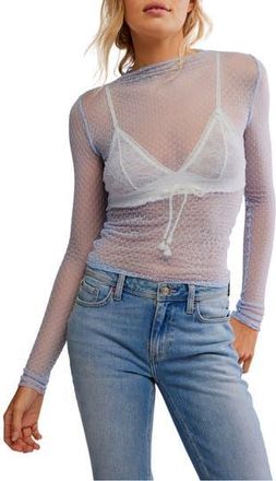 Free People Minding My Business Sheer Top in Cashmere Blue at Nordstrom Rack, Size X-Small