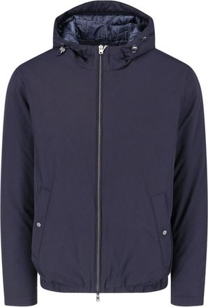 Herno Blue Technical Fabric Hooded Jacket