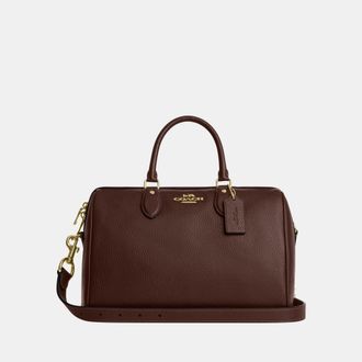 Coach Womens Rowan Large Satchel Bag - Brown Leather - One Size