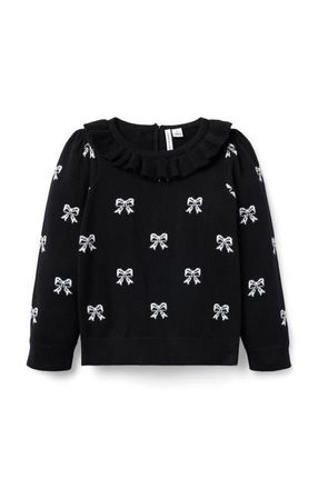 Janie and Jack Bow Puff Sleeve Sweater in Black at Nordstrom, Size 18-24M