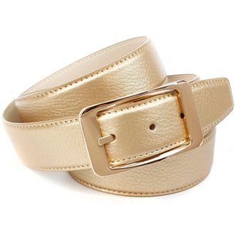 Anthoni Crown Lederg&uuml;rtel ANTHONI CROWN, Damen, Gr. 75, gold (goldfarben), Leder, unifarben, G&uuml;rtel Lederg&uuml;rtel, in gl&auml;nzender Optik