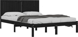 vidaXL Bed Frame without Mattress Black 200x200 cm Solid Wood Pine Vidaxl