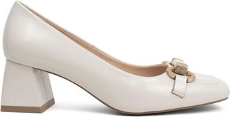 Sergio Moretti Klassieke Witte Mid Heel Pumps - Dames - Pumps - Wit - 38 EU - Leer - Schoenen