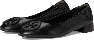 Tory Burch Claire Heel Pave Ballet 25 mm Womens Flat Shoes Perfect Black/Perfect Black/Jet : 5.5 M, Leather