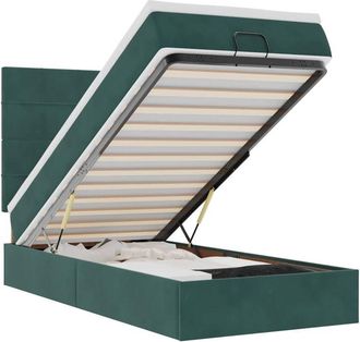 vidaXL Estructura Cama Otomana Colchones Terciopelo Verde Oscuro Vidaxl
