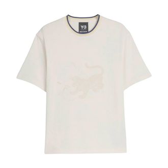 adidas Y-3 Wales Bonner Grafisch T-shirt met gestreepte kraag - Heren - Sportshirts - Beige - M - Fitness
