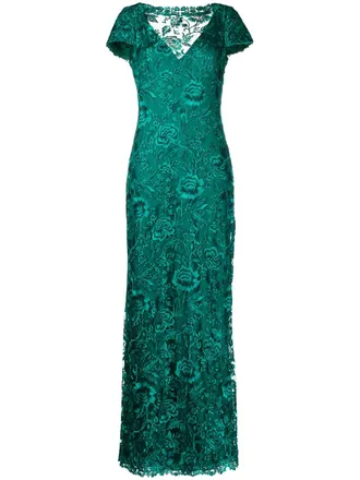 Tadashi Shoji Oran embroidered tulle floor-length gown - women - Polyester/Nylon - 14 - Green