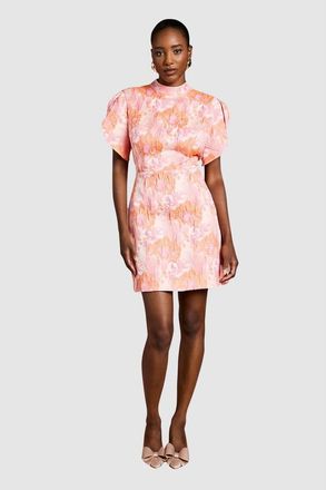 Coast Puff Sleeve Jacquard Mini Dress in Pink at Nordstrom, Size 12