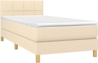 vidaXL Cama Box Spring Con Colch&oacute;n Y Led Tela Crema 80x200 Cm Vidaxl