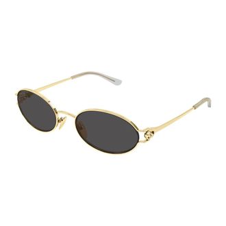 Gucci Ovale Zonnebril - Dames - Accessoires - Geel - Maat: 55 MM