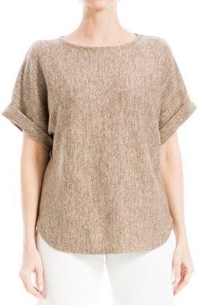 Max Studio Short Sleeve Ribbed T-Shirt in Tanin/Black at Nordstrom Rack, Size X-Small