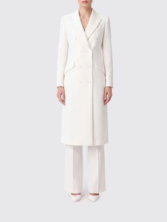 Elisabetta Franchi Cappotto lungo doppiopetto in misto viscosa con revers a lancia