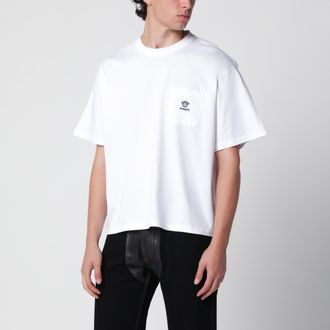 Versace T-shirt in jersey di cotone con ricamo Medusa bianca