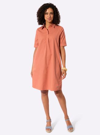 Casual Looks Jeanskleid CASUAL LOOKS Jeans-Kleid, Damen, Gr. 36, Normalgr&ouml;ssen, papaya, Twill, 100% Baumwolle, unifarben, kurz, Kleider Jeanskleid