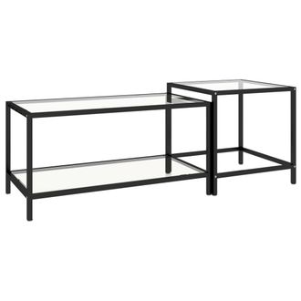 vidaXL Mesita De Centro 2 Piezas Vidrio Templado Transparente Vidaxl