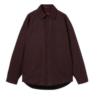 Gucci Overhemden, Heren, Rood, S, Katoen, Cotton Gingham Padded Jacket