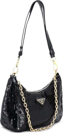 Prada Re-Edition Shoulder Bag Sequins Embellished Re-Nylon Mini hobo bag - Zwart