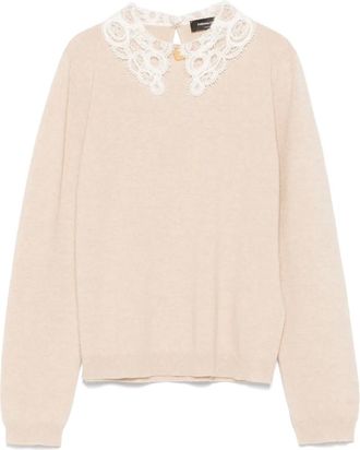 Fabiana Filippi Maglione con colletto in pizzo - Toni neutri