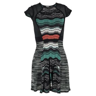 Missoni Knitted Wave Print Mini Dress in Multicolor Viscose