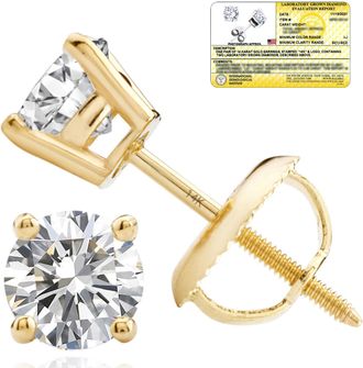 MAX + STONE 14k Yellow/White Gold 1/4-2 Carat IGI Certified Lab Grown Diamond Stud Earrings